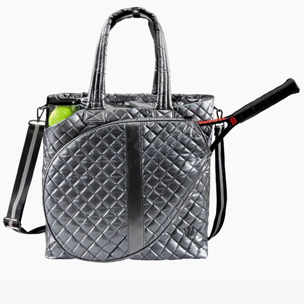 Oliver Thomas Kitchen Sink Tennis Tote Gym Bag Gunmetal Silver
